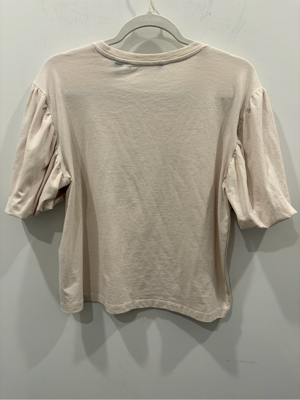 Vero Modo Cream Minimalist Puffer Sleeve organic cotton blend Sm Top Chic core - Picture 9 of 9